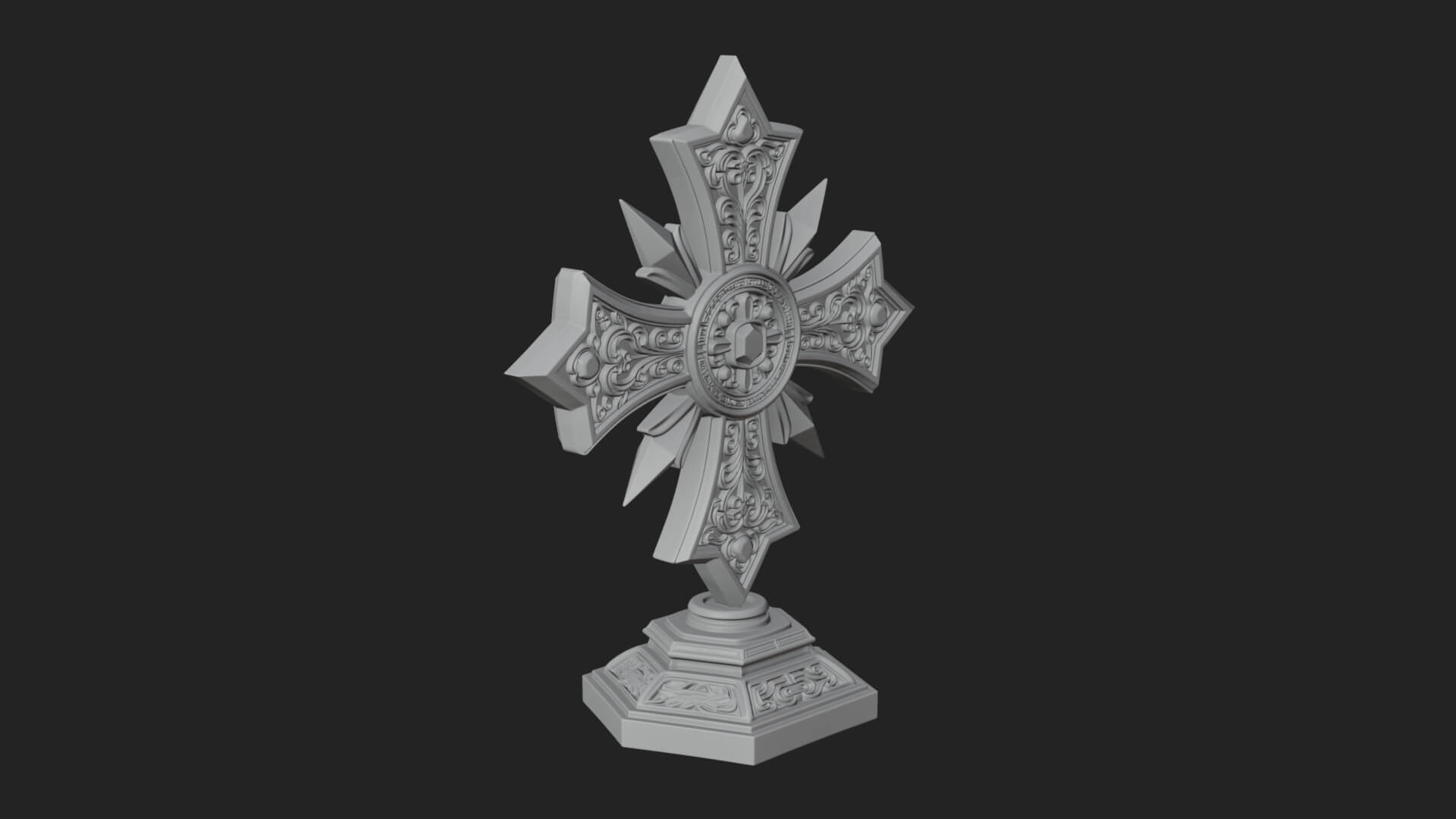 Standing Gem Cross Model Design 11 3D Print Model 3D Model