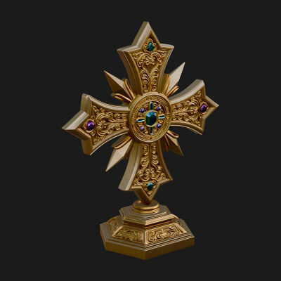 Standing Gem Cross Model Design 11 3D Print Model