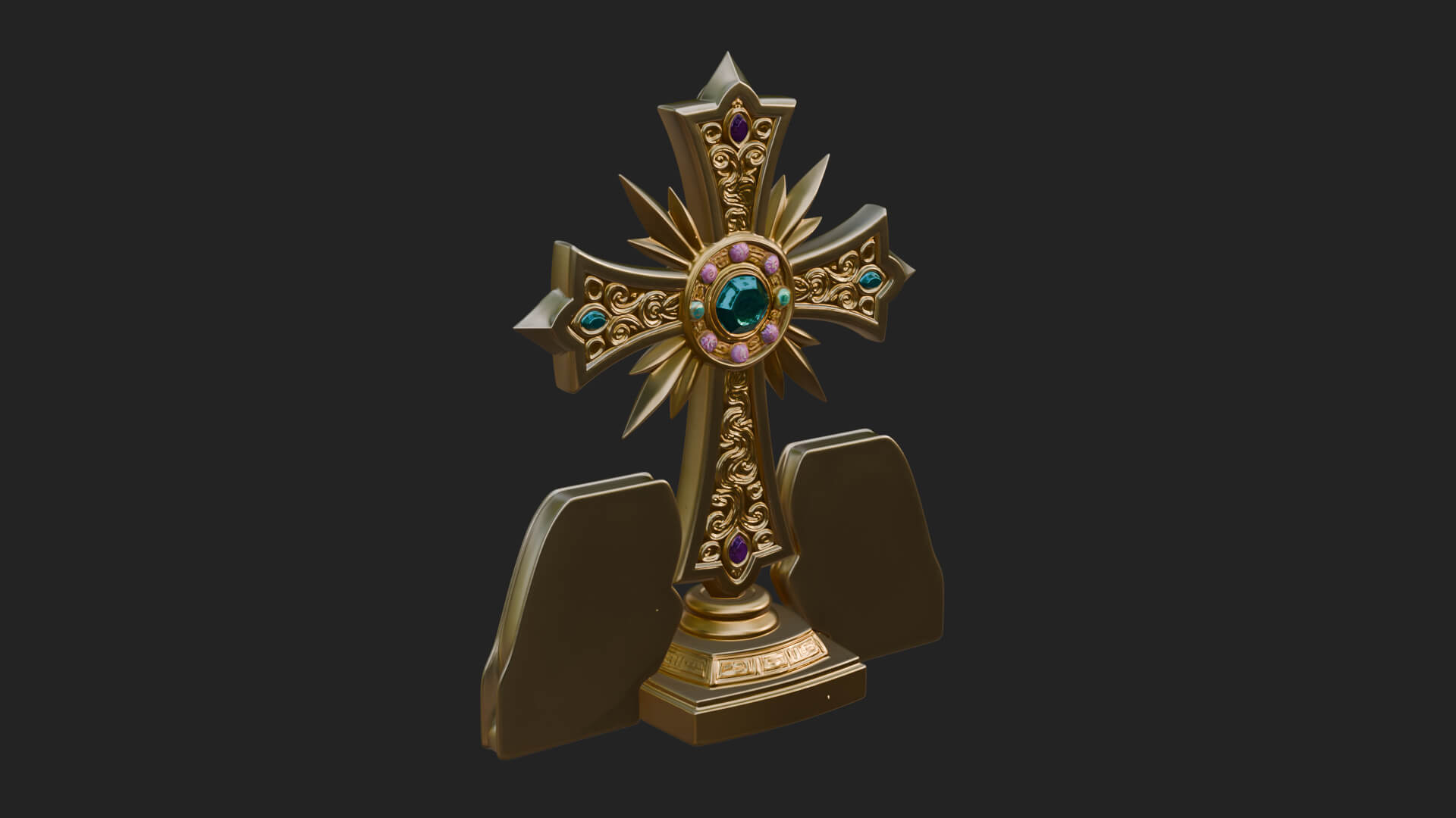 Standing Gem Cross Model Design 12 3D Print Model 3D Model
