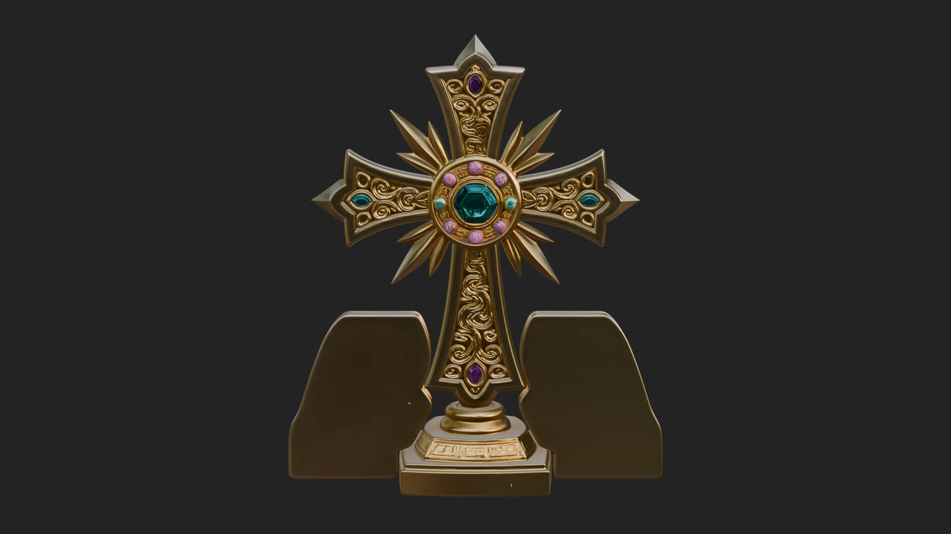 Standing Gem Cross Model Design 12 3D Print Model 3D Model