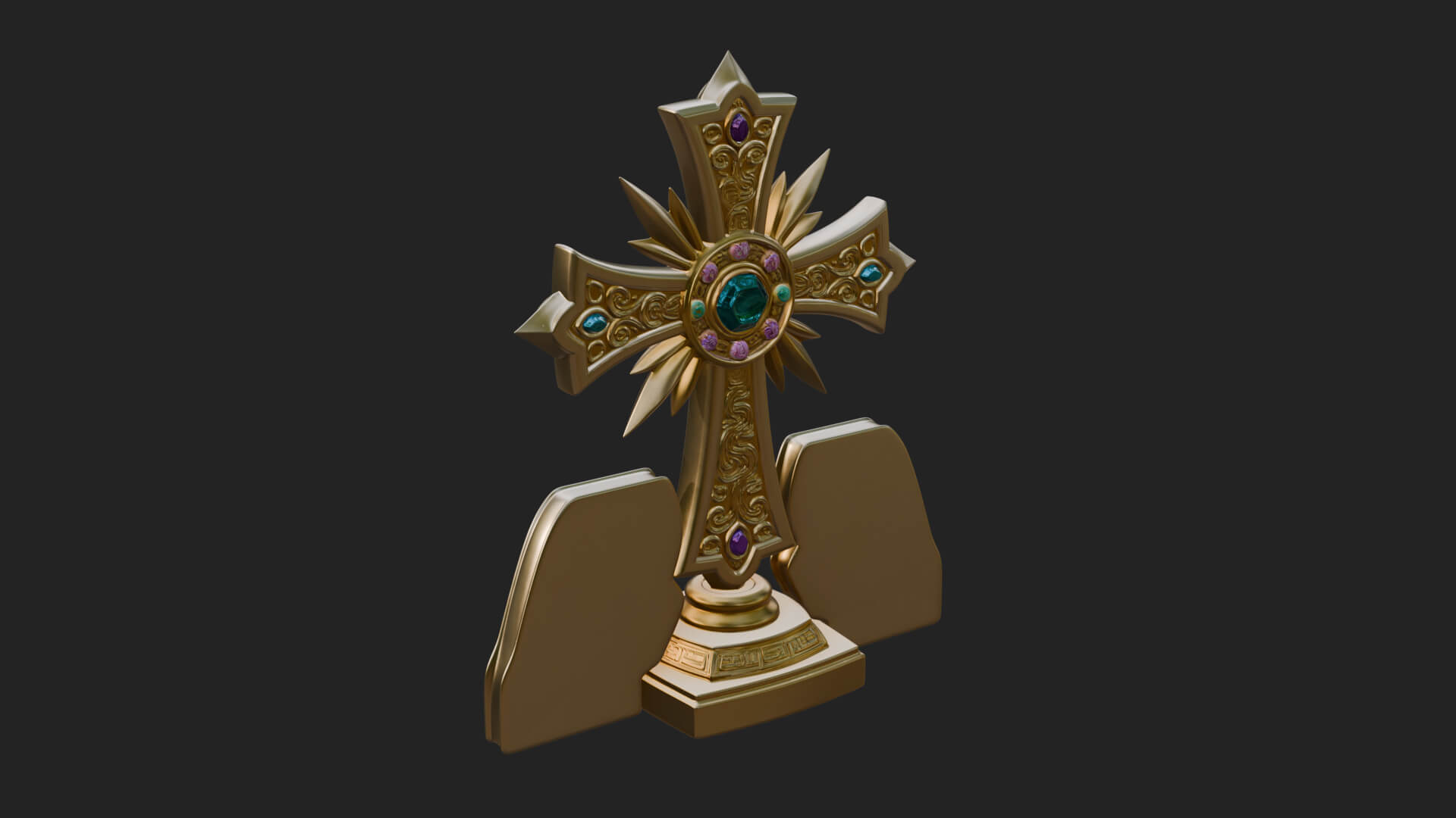 Standing Gem Cross Model Design 12 3D Print Model 3D Model