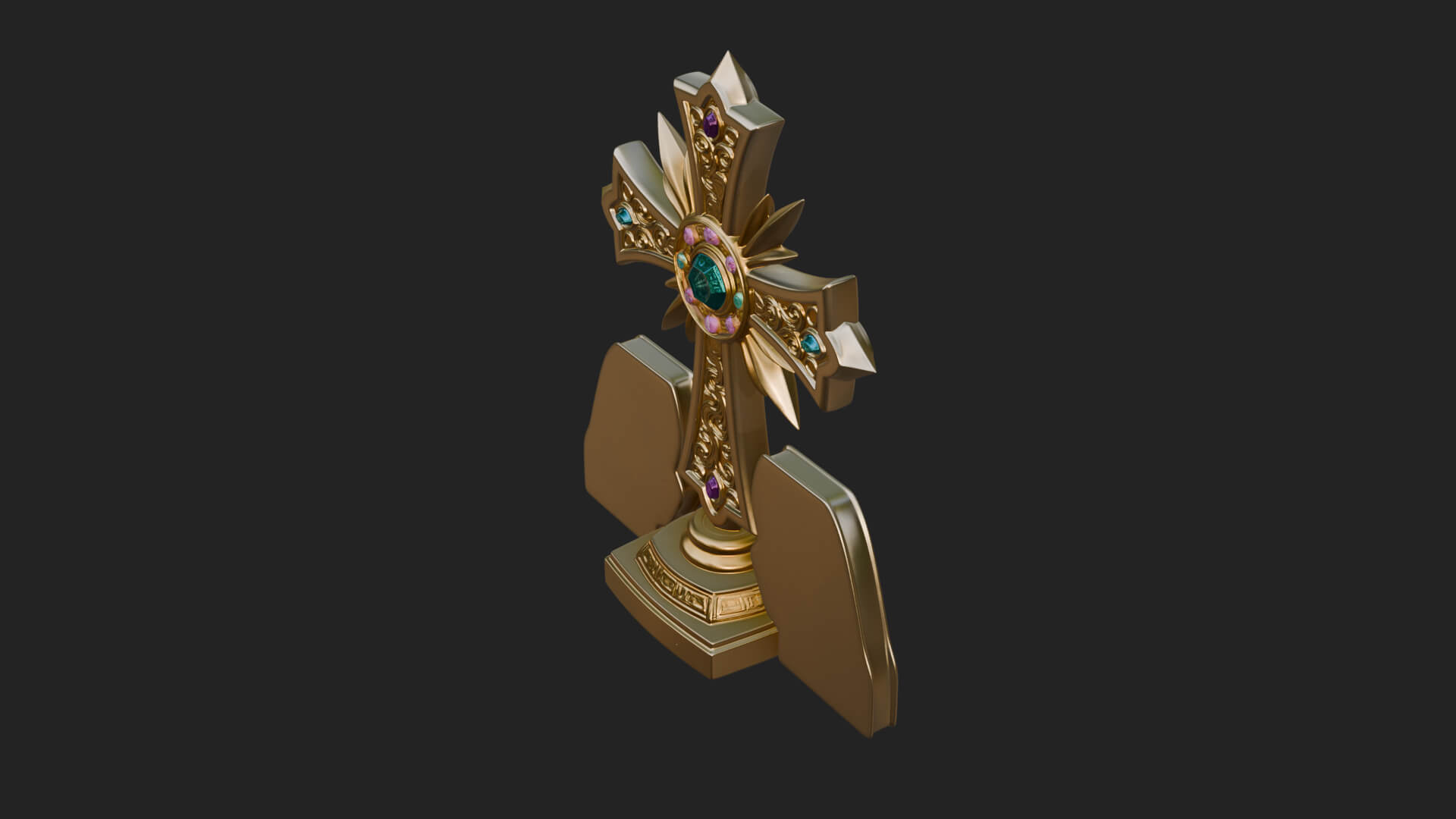Standing Gem Cross Model Design 12 3D Print Model 3D Model