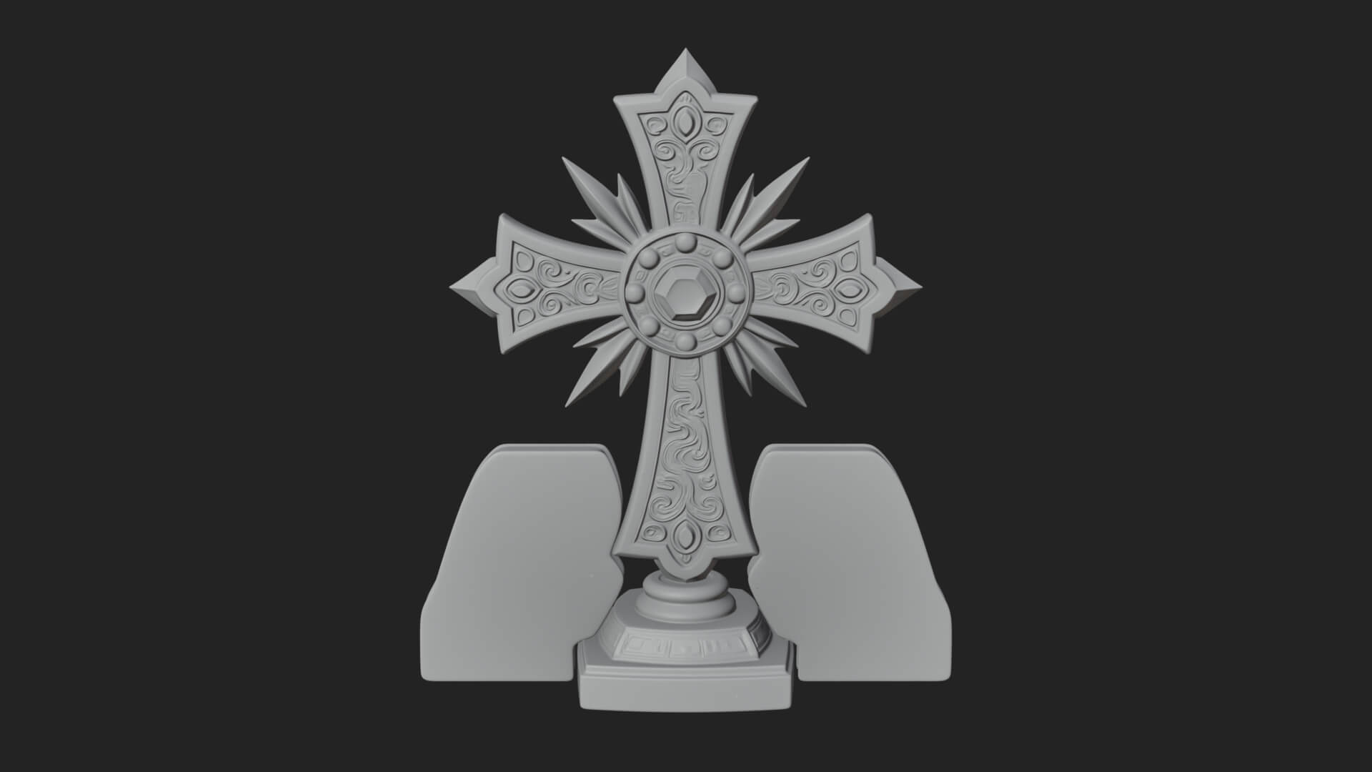 Standing Gem Cross Model Design 12 3D Print Model 3D Model
