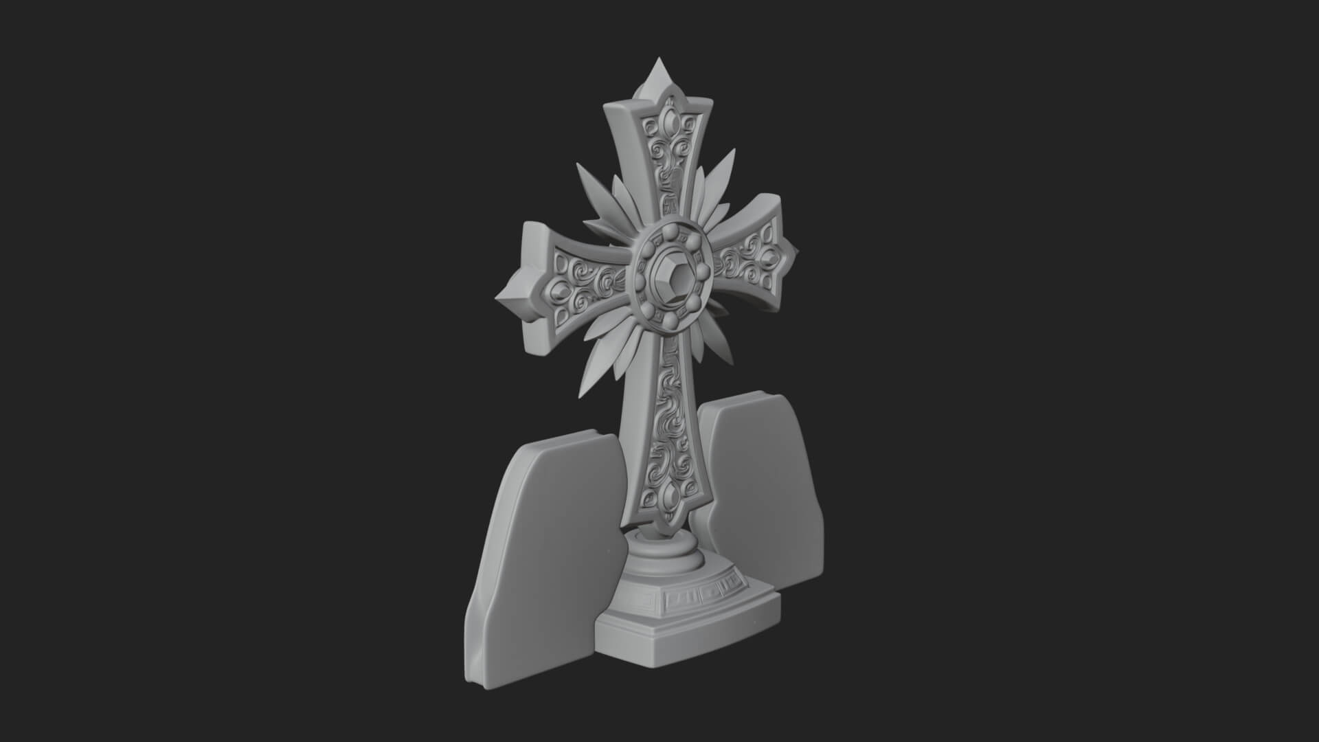 Standing Gem Cross Model Design 12 3D Print Model 3D Model