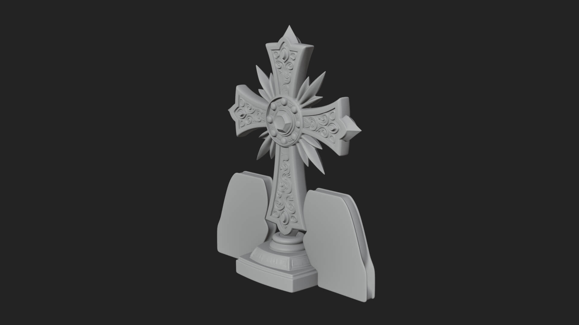 Standing Gem Cross Model Design 12 3D Print Model 3D Model