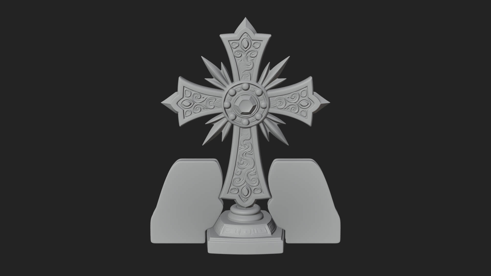 Standing Gem Cross Model Design 12 3D Print Model 3D Model