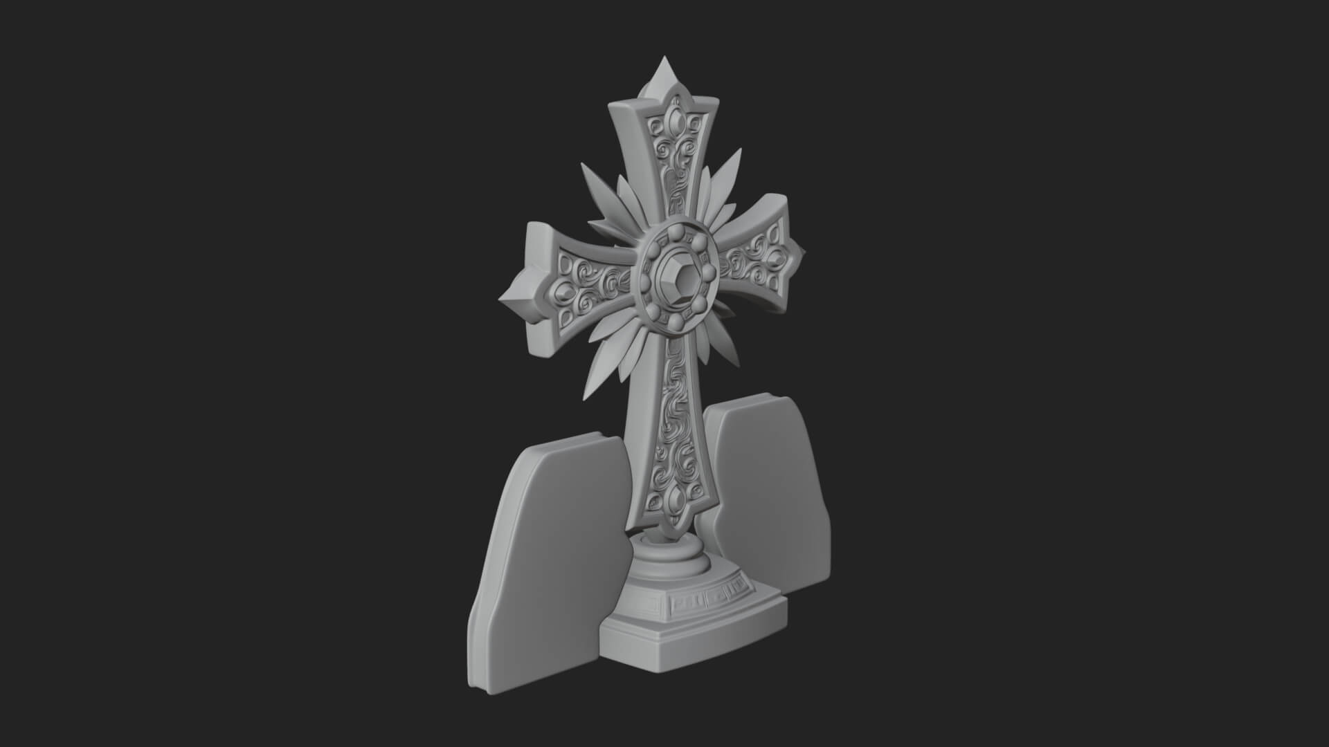 Standing Gem Cross Model Design 12 3D Print Model 3D Model