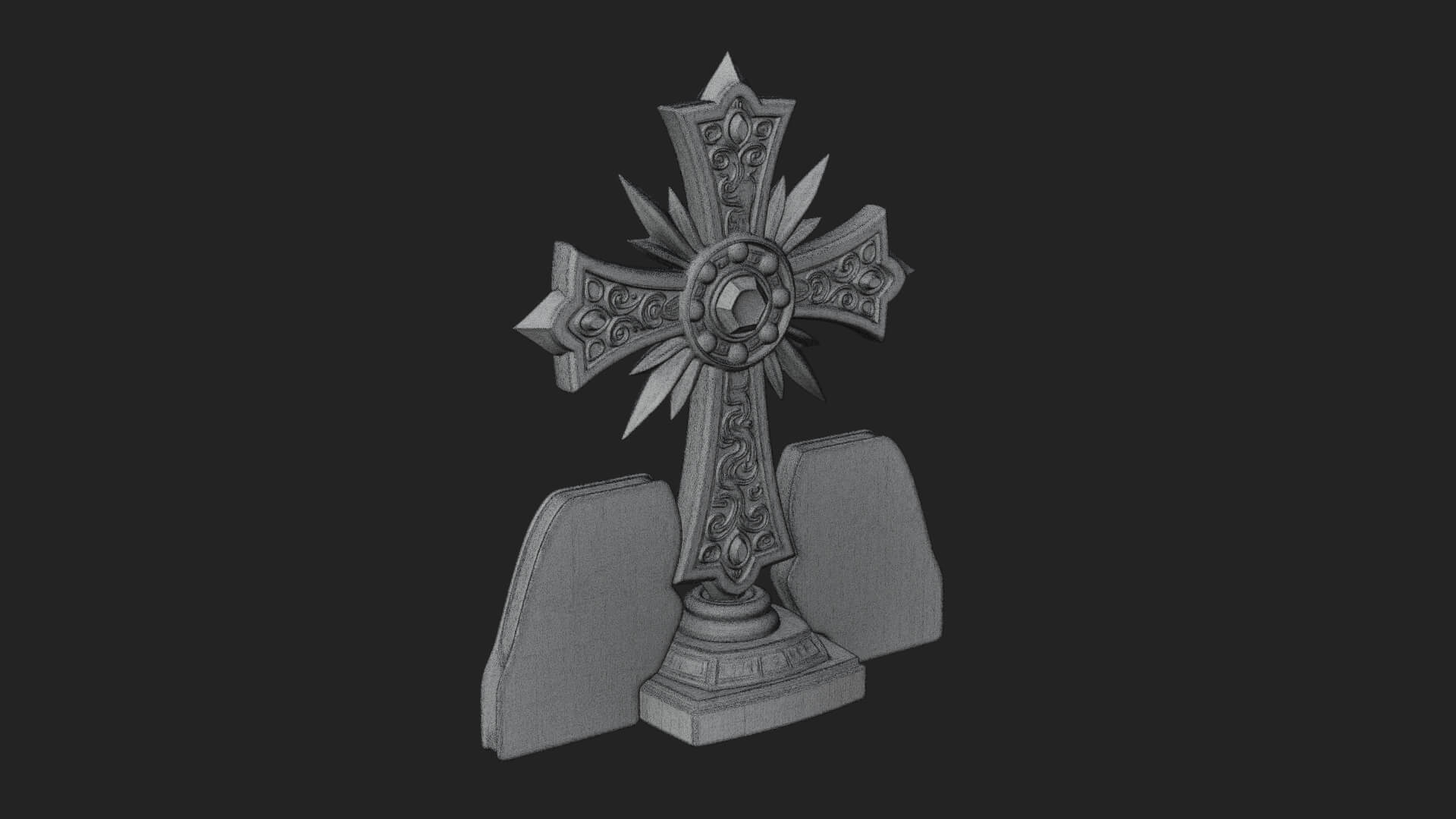 Standing Gem Cross Model Design 12 3D Print Model 3D Model