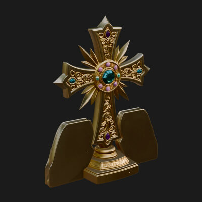 Standing Gem Cross Model Design 12 3D Print Model