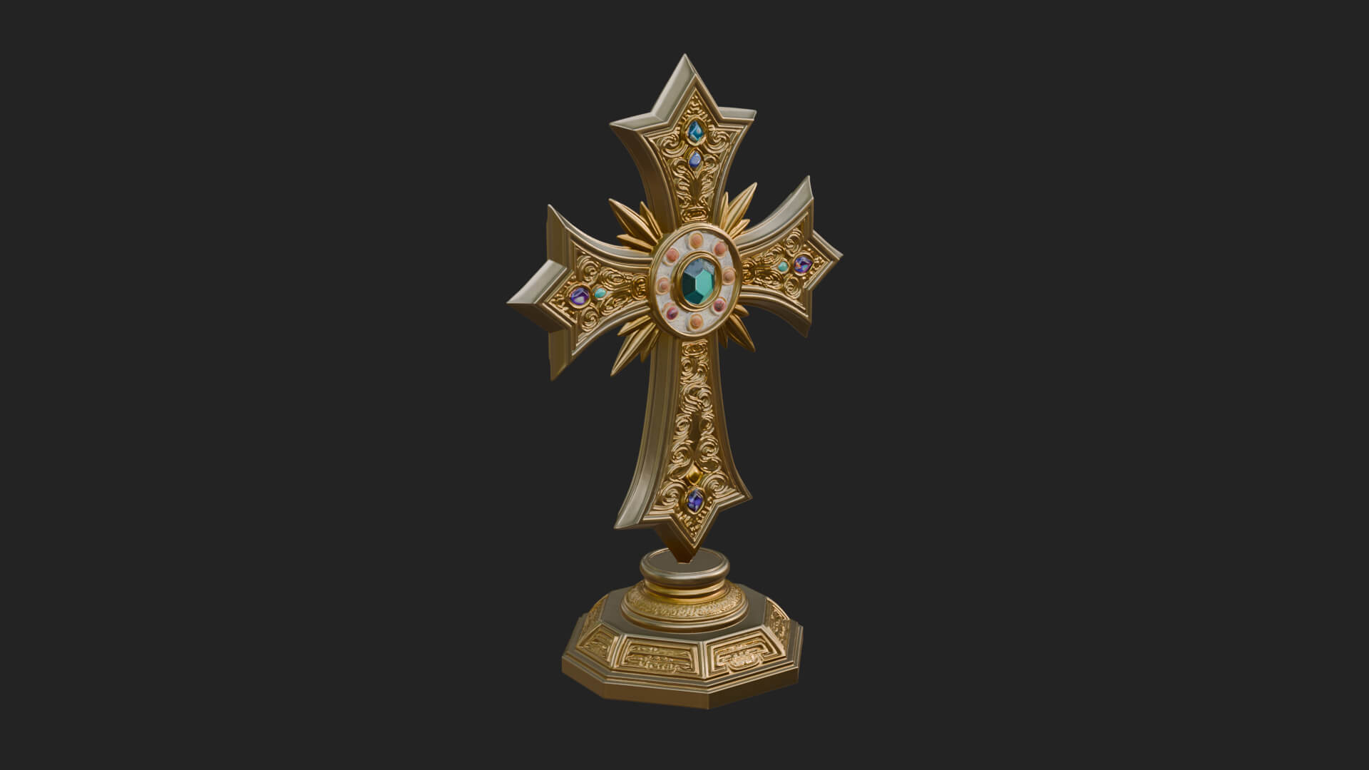 Standing Gem Cross Model Design 13 3D Print Model 3D Model