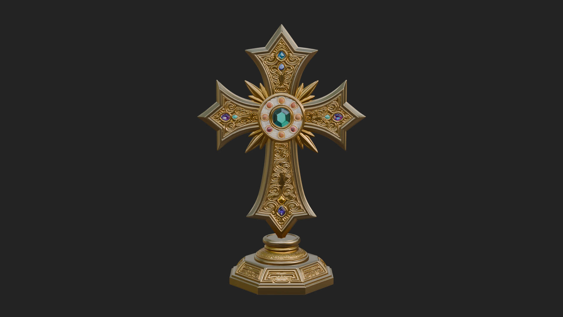 Standing Gem Cross Model Design 13 3D Print Model 3D Model