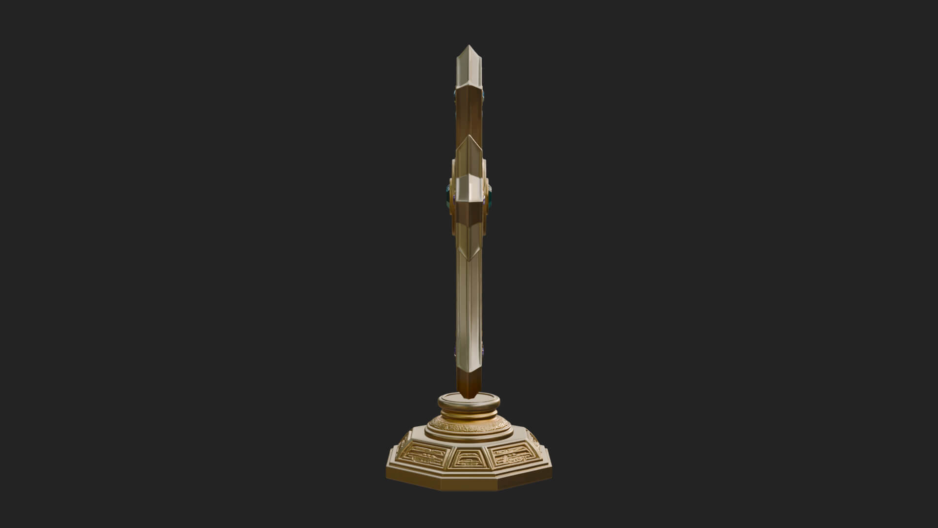 Standing Gem Cross Model Design 13 3D Print Model 3D Model