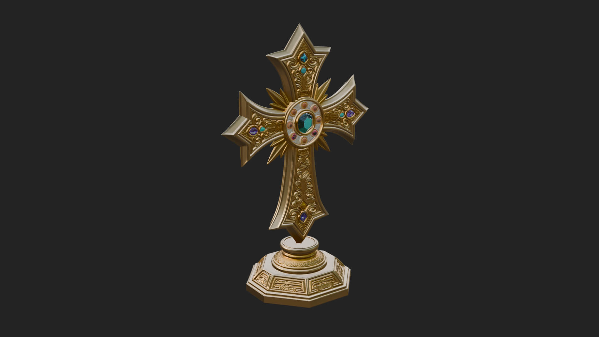 Standing Gem Cross Model Design 13 3D Print Model 3D Model