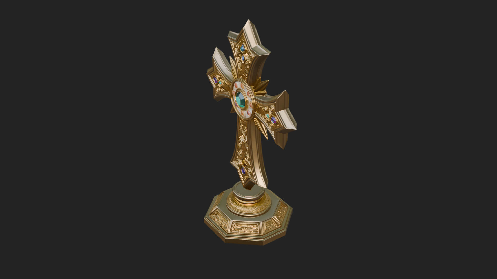 Standing Gem Cross Model Design 13 3D Print Model 3D Model