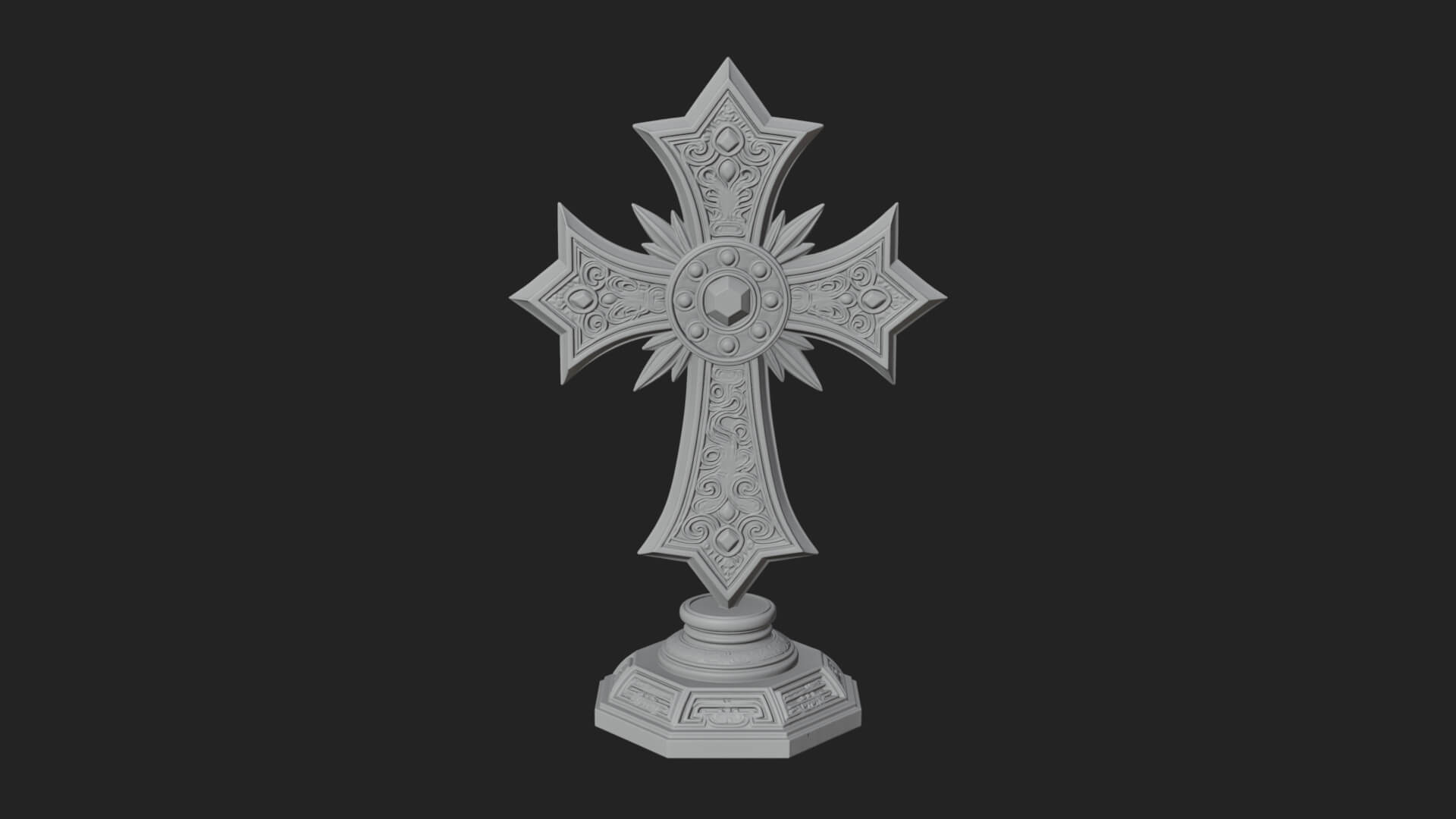 Standing Gem Cross Model Design 13 3D Print Model 3D Model