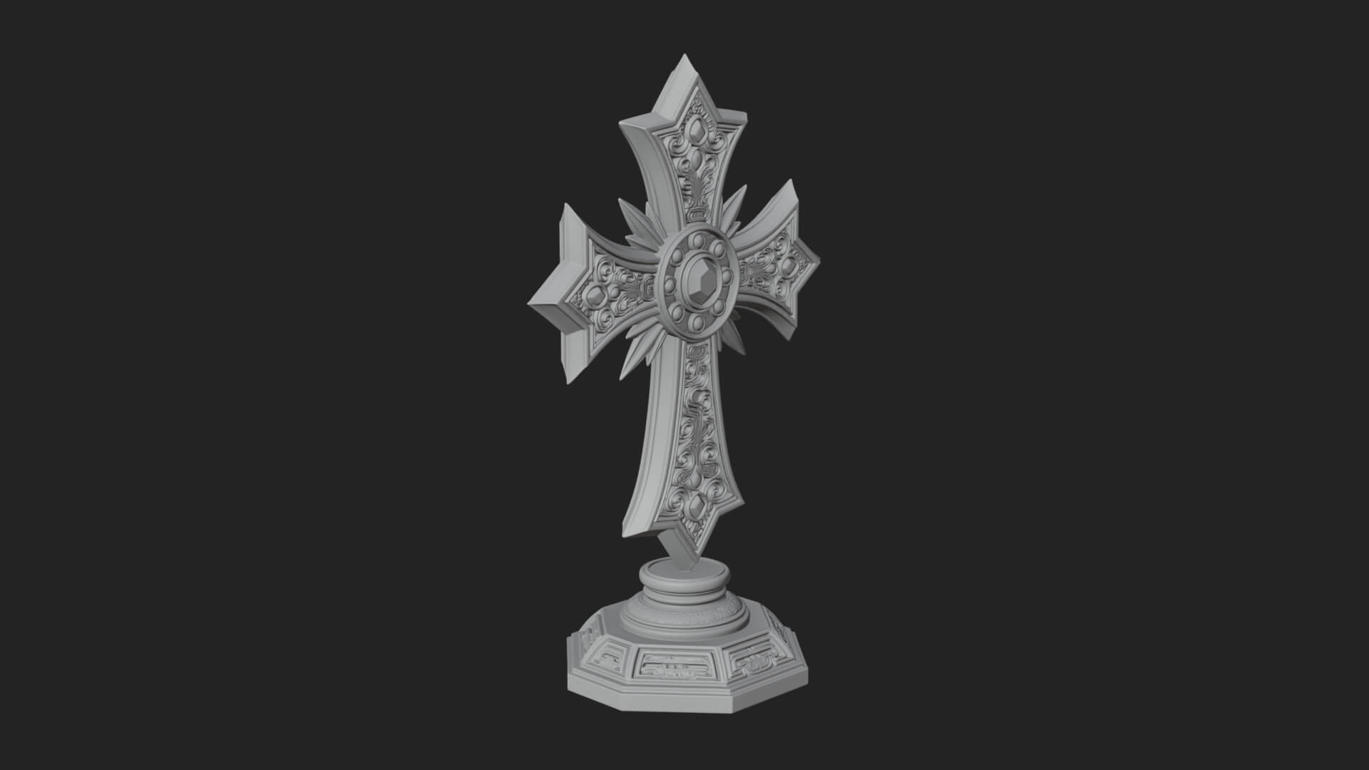 Standing Gem Cross Model Design 13 3D Print Model 3D Model