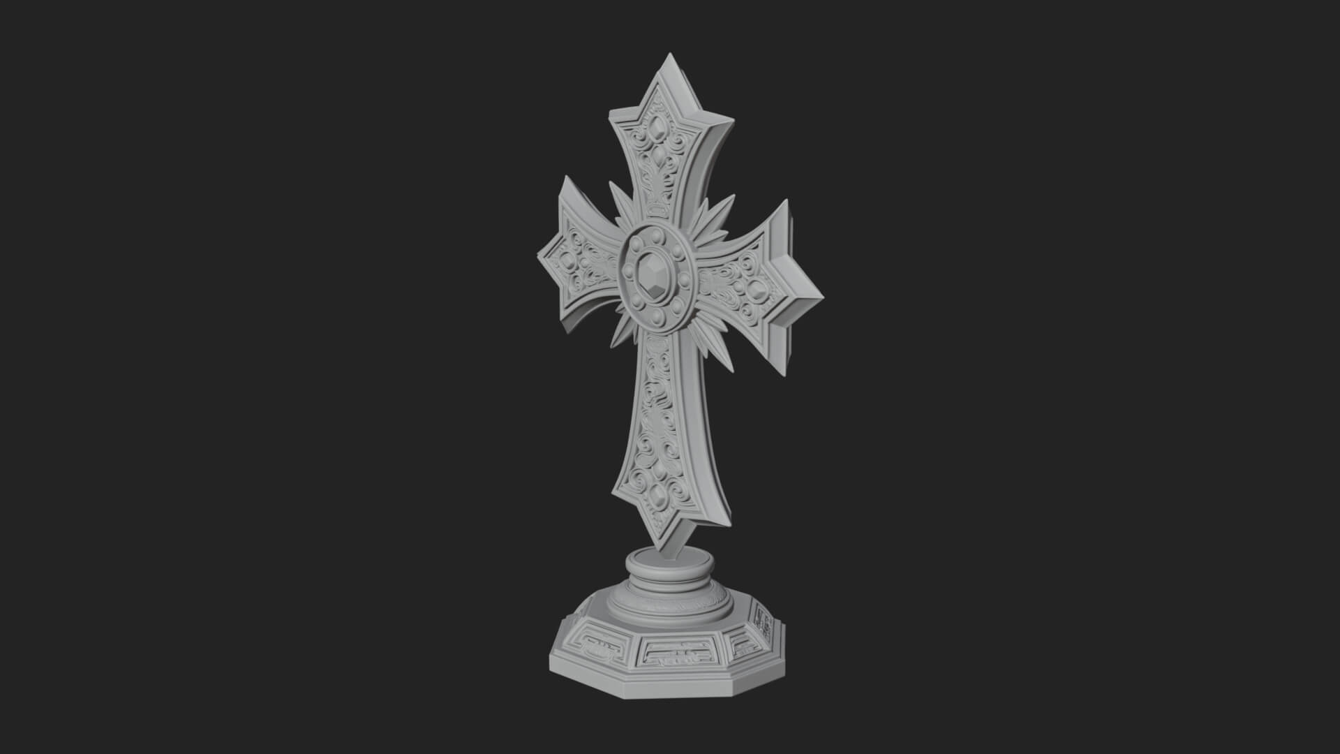 Standing Gem Cross Model Design 13 3D Print Model 3D Model