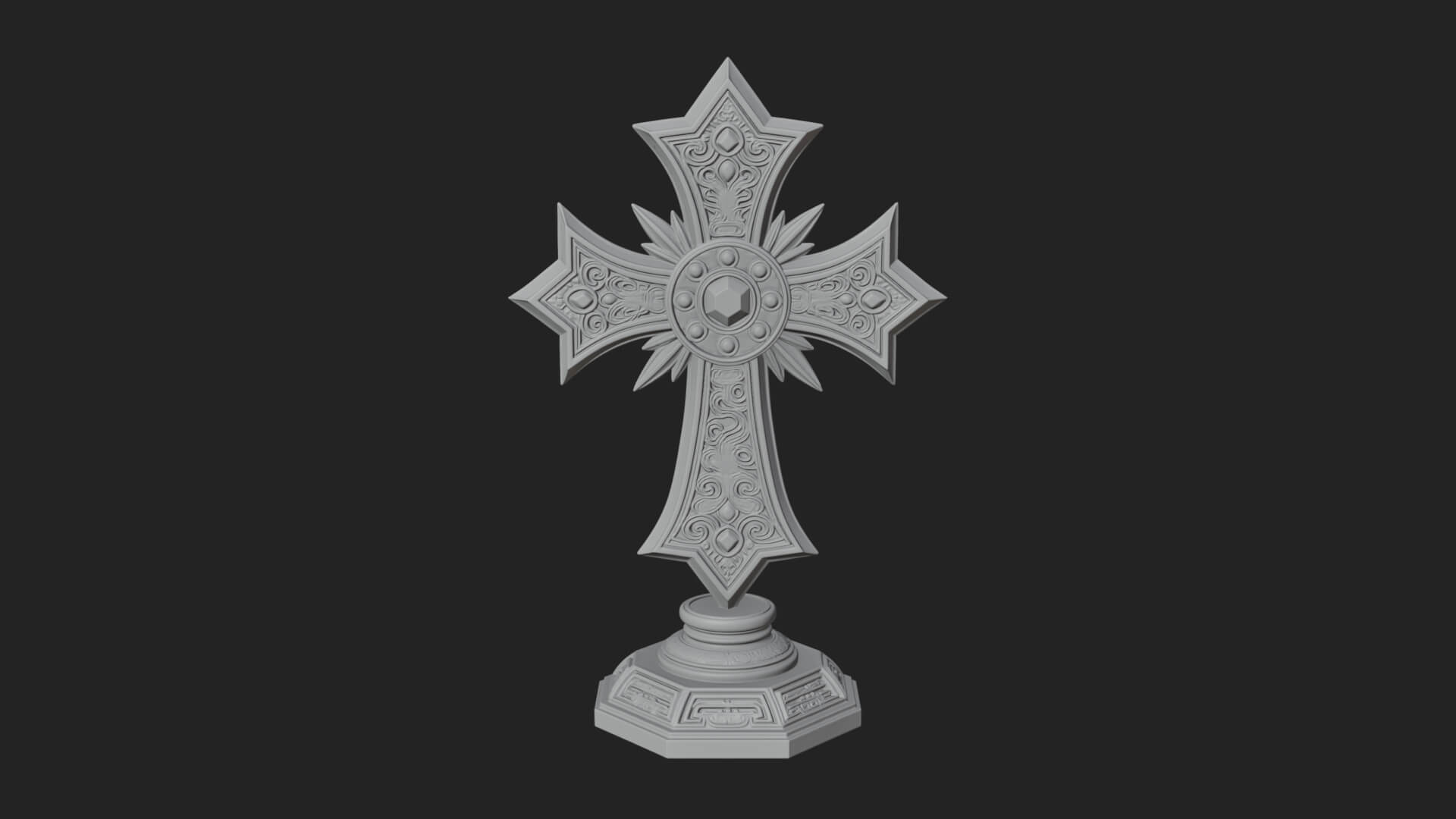 Standing Gem Cross Model Design 13 3D Print Model 3D Model
