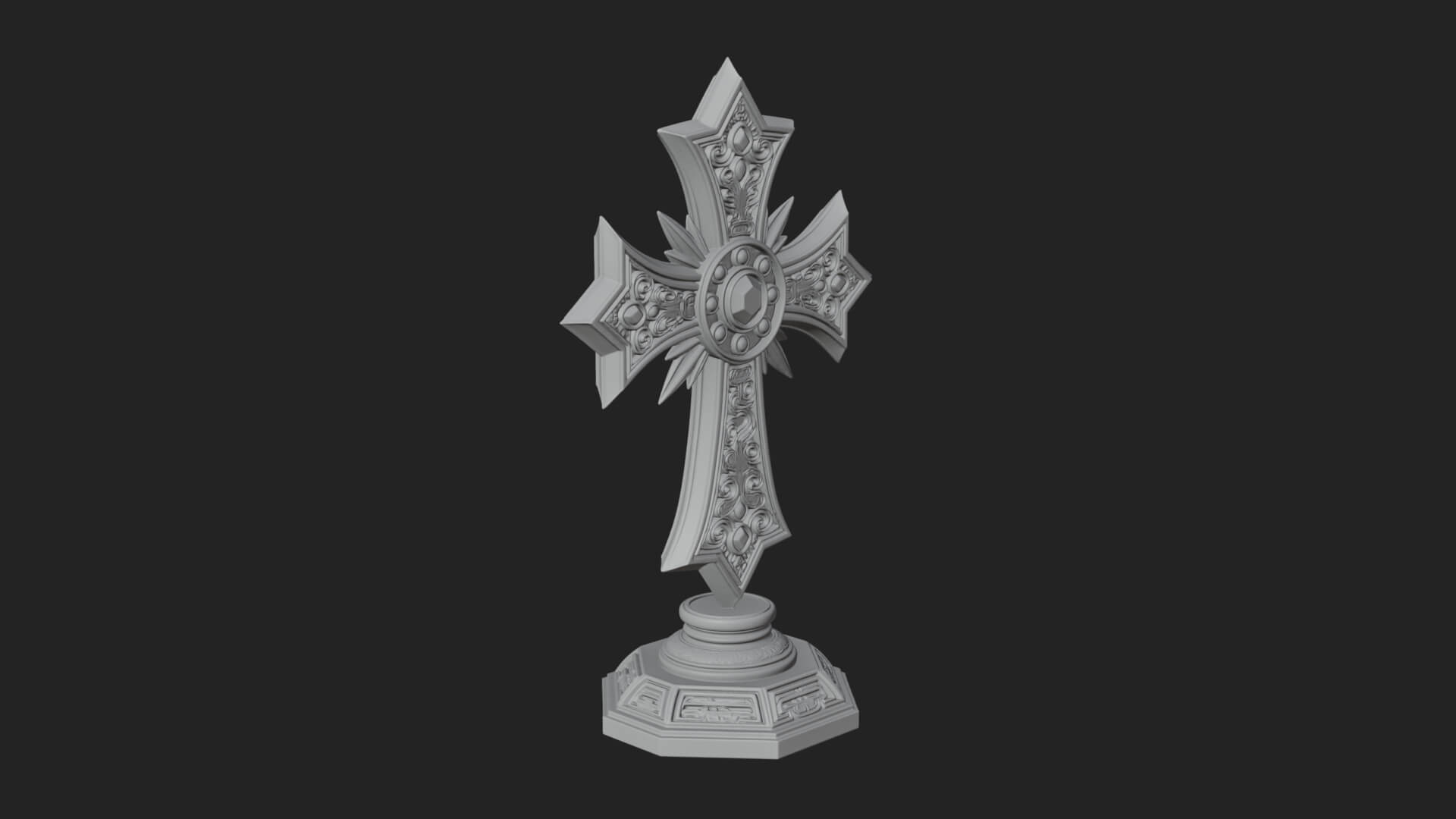 Standing Gem Cross Model Design 13 3D Print Model 3D Model