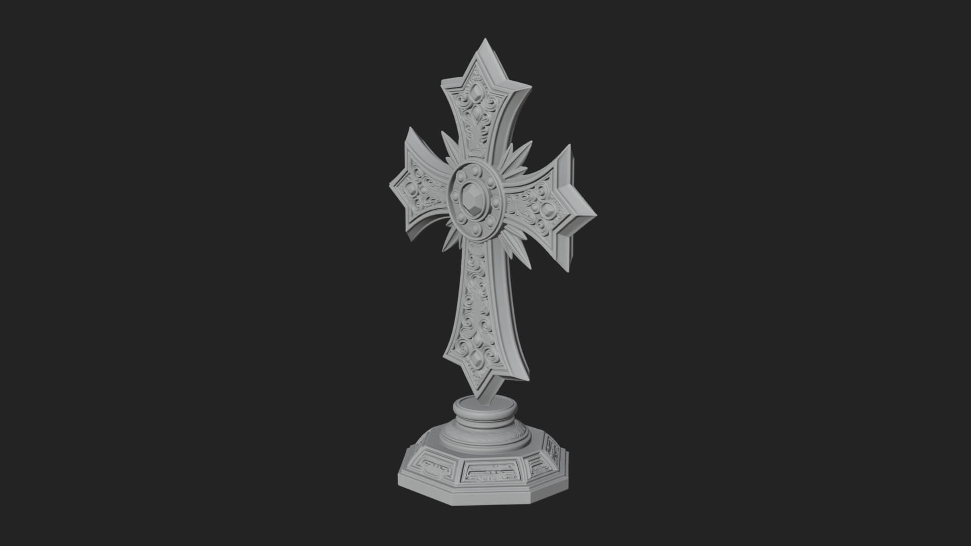 Standing Gem Cross Model Design 13 3D Print Model 3D Model
