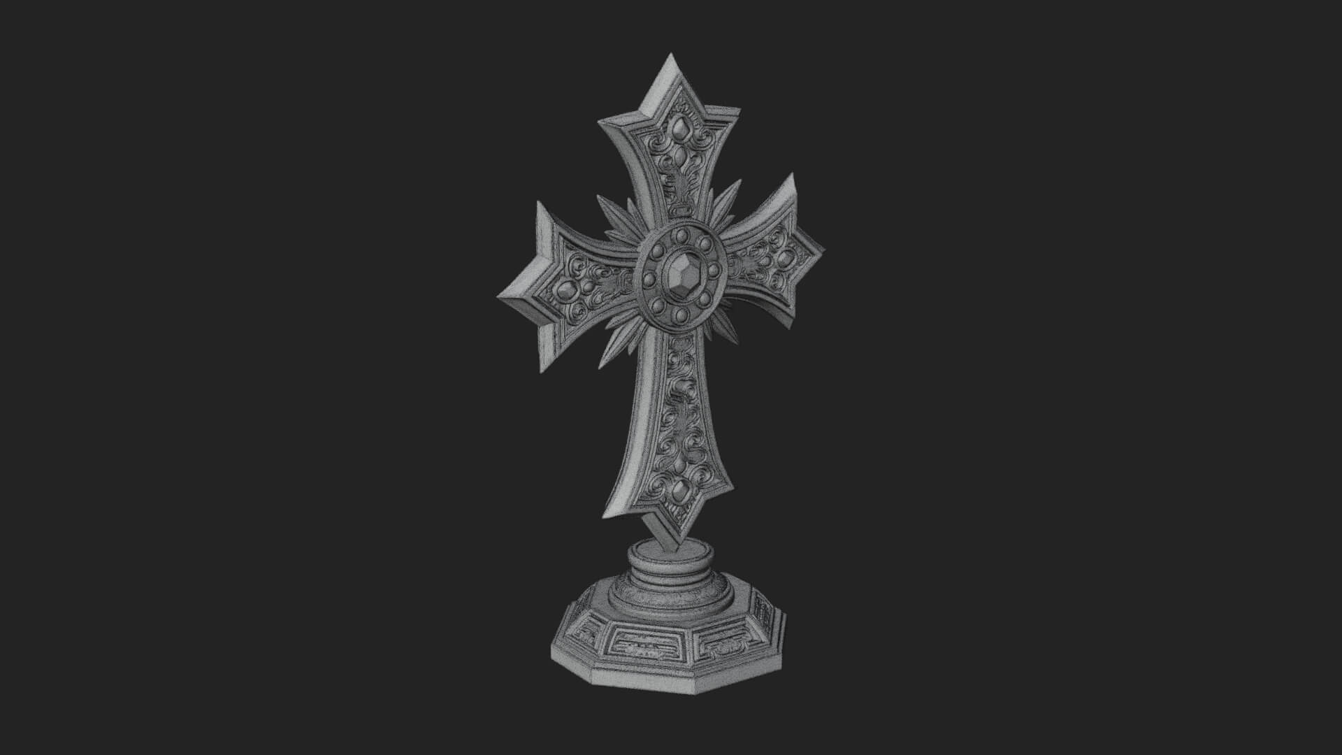 Standing Gem Cross Model Design 13 3D Print Model 3D Model
