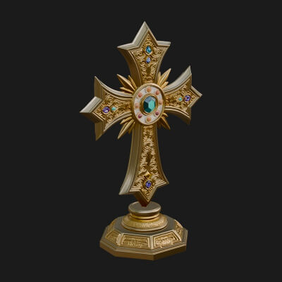 Standing Gem Cross Model Design 13 3D Print Model