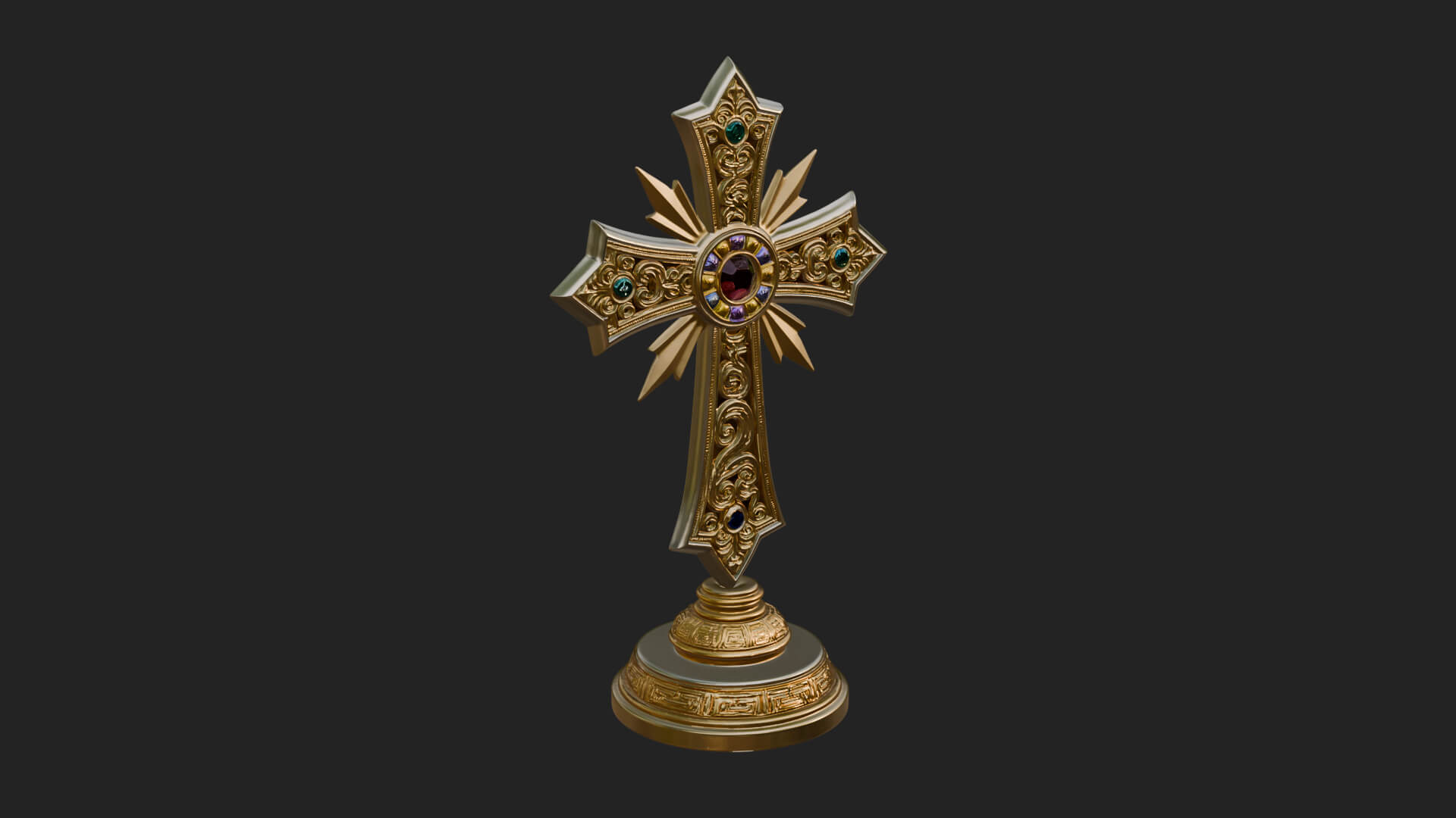 Standing Gem Cross Model Design 14 3D Print Model 3D Model