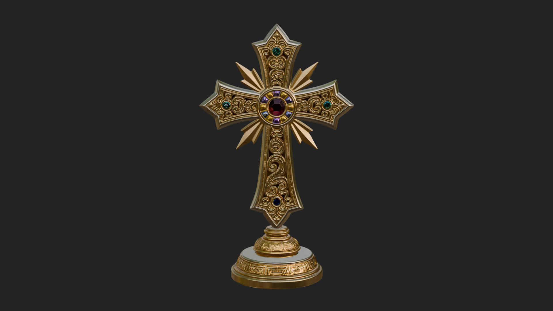 Standing Gem Cross Model Design 14 3D Print Model 3D Model