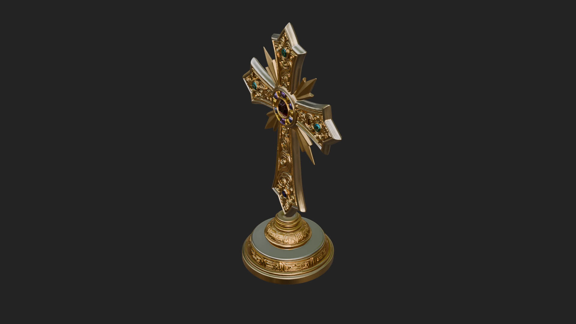 Standing Gem Cross Model Design 14 3D Print Model 3D Model