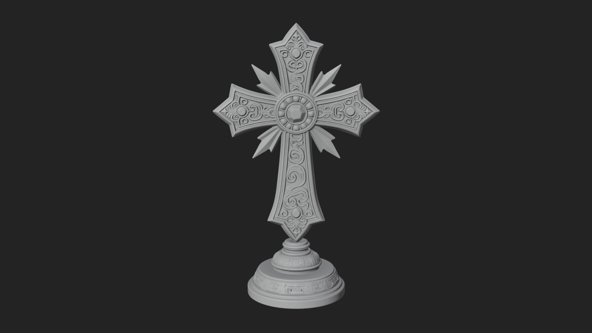 Standing Gem Cross Model Design 14 3D Print Model 3D Model
