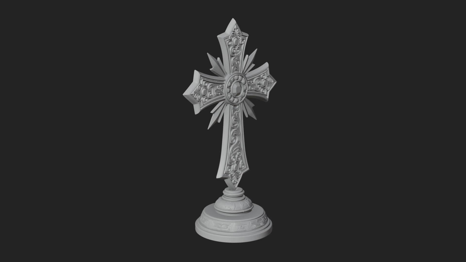 Standing Gem Cross Model Design 14 3D Print Model 3D Model