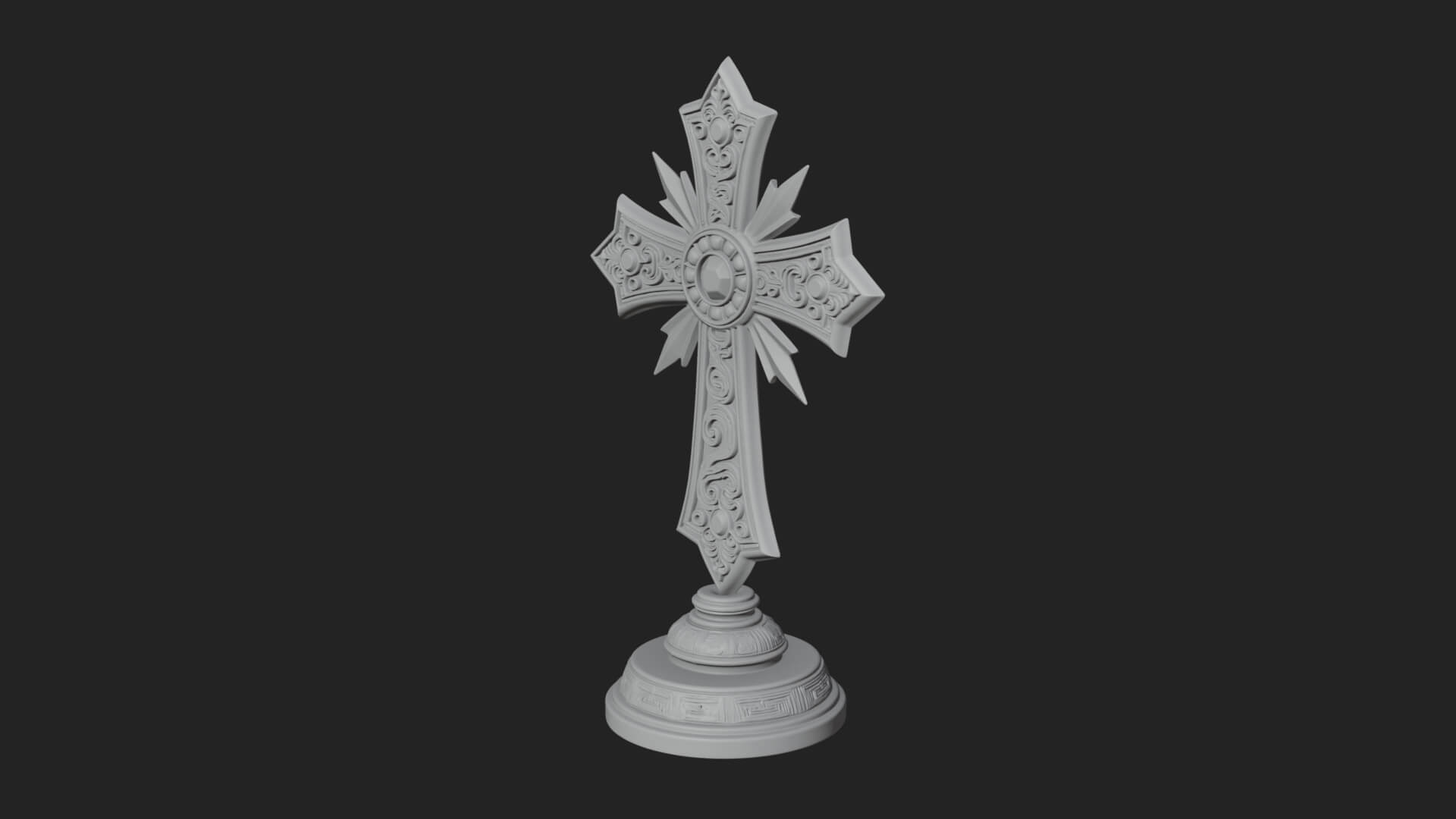 Standing Gem Cross Model Design 14 3D Print Model 3D Model