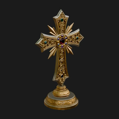 Standing Gem Cross Model Design 14 3D Print Model