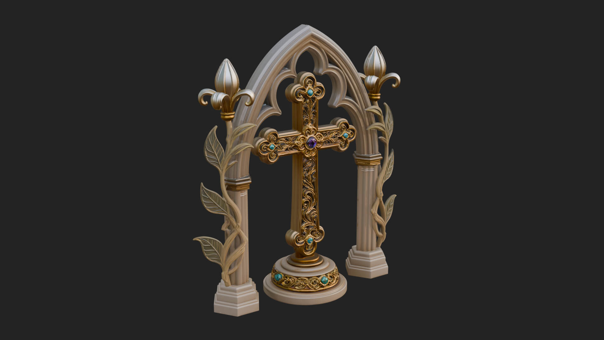 Standing Gem Cross Model Design 15 3D Print Model 3D Model