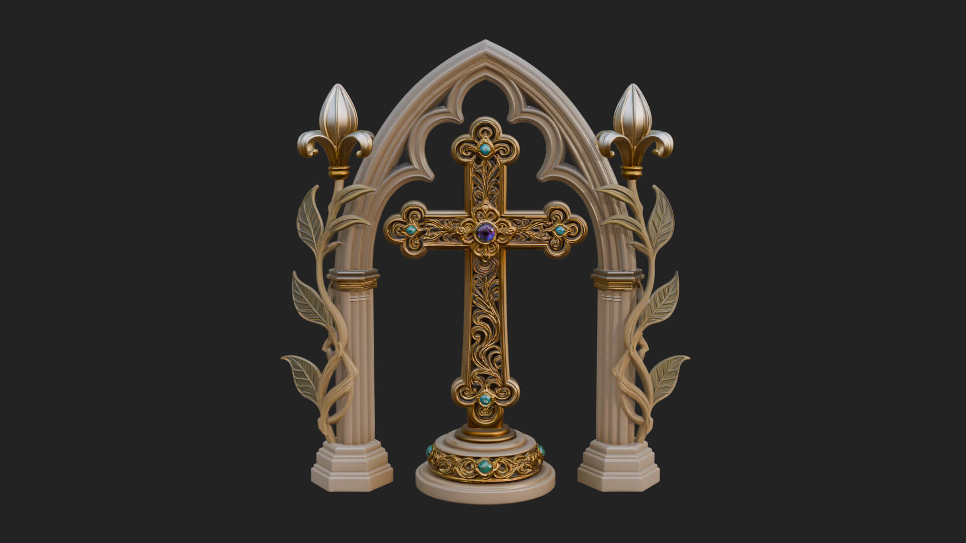 Standing Gem Cross Model Design 15 3D Print Model 3D Model