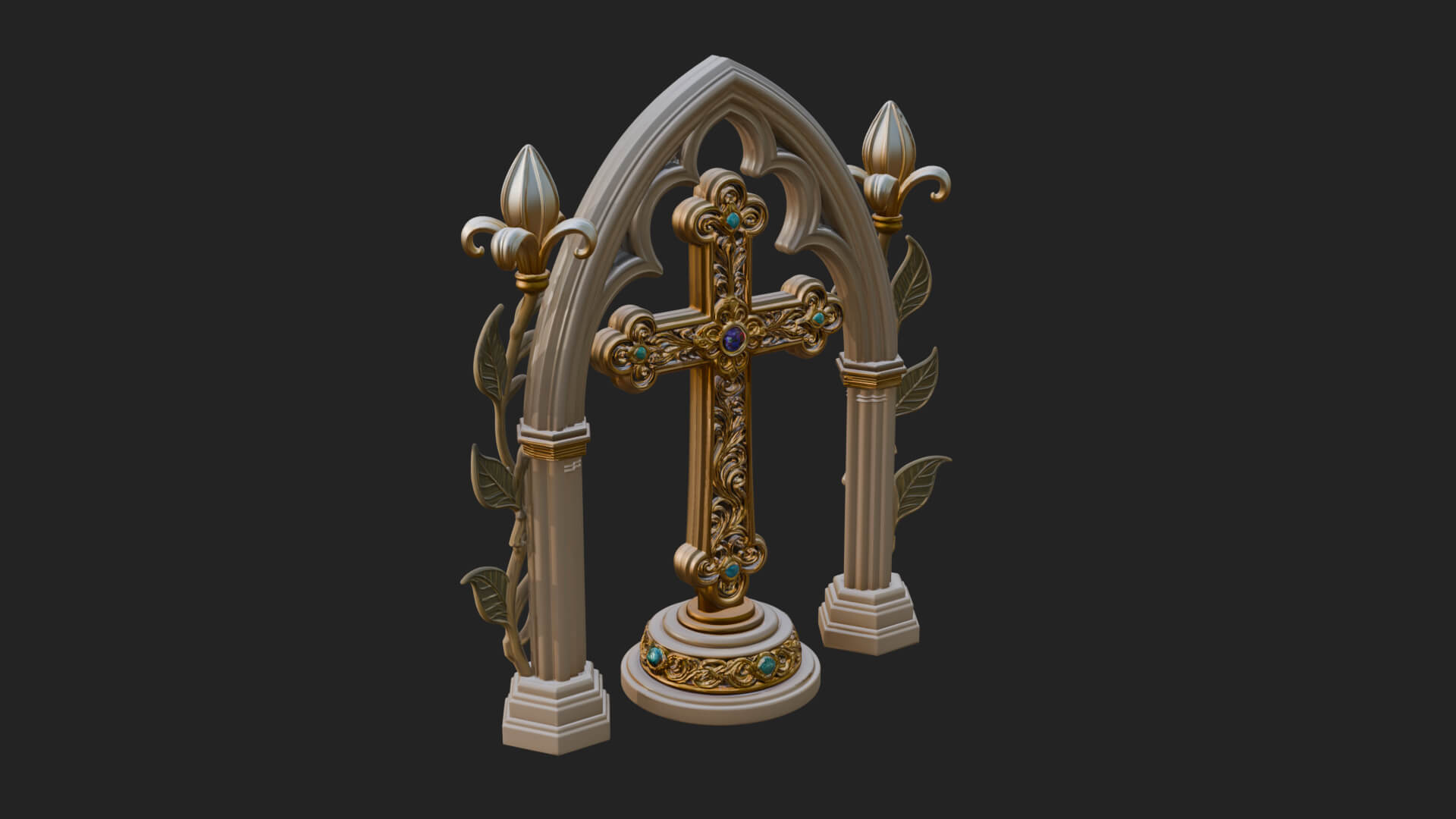 Standing Gem Cross Model Design 15 3D Print Model 3D Model