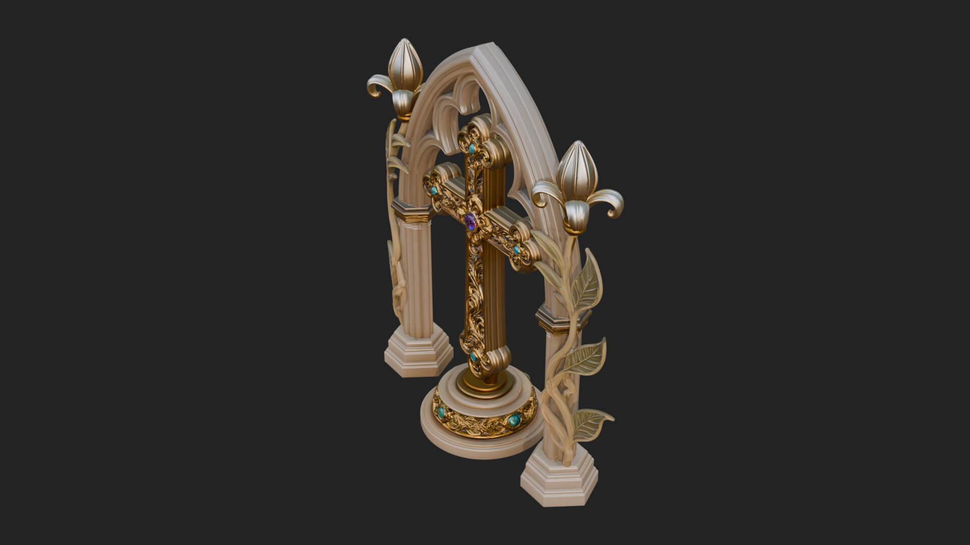 Standing Gem Cross Model Design 15 3D Print Model 3D Model
