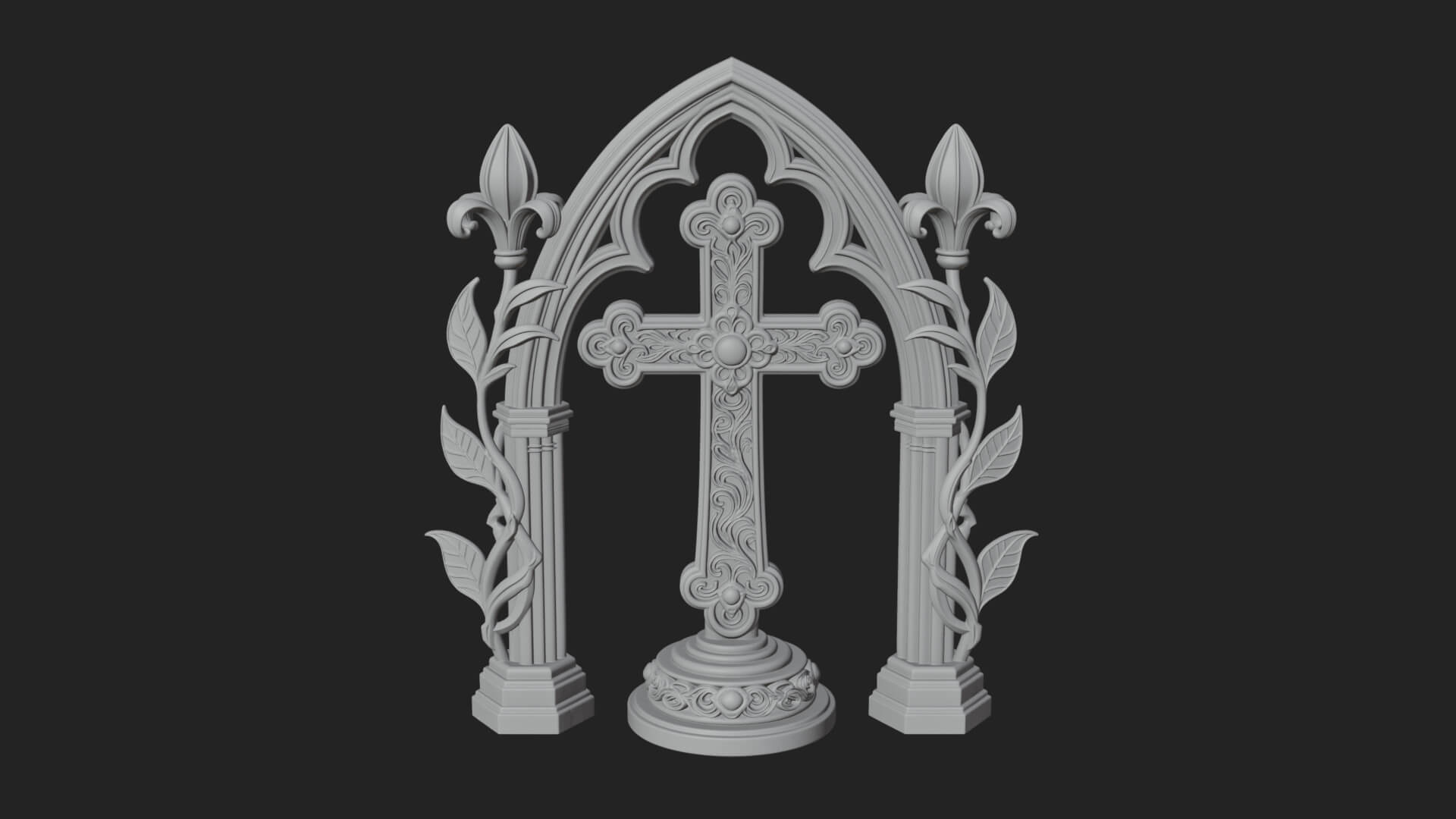 Standing Gem Cross Model Design 15 3D Print Model 3D Model