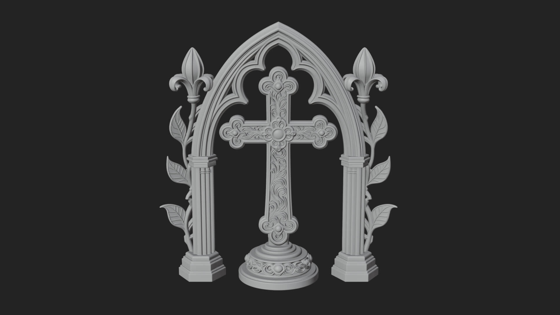 Standing Gem Cross Model Design 15 3D Print Model 3D Model
