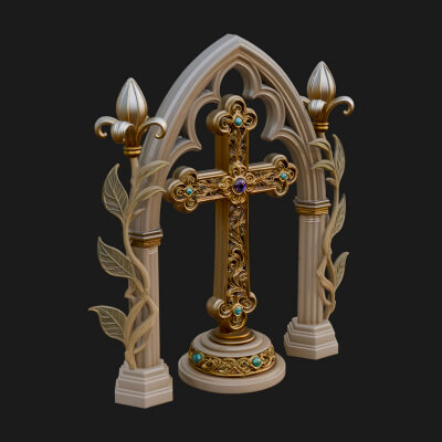 Standing Gem Cross Model Design 15 3D Print Model