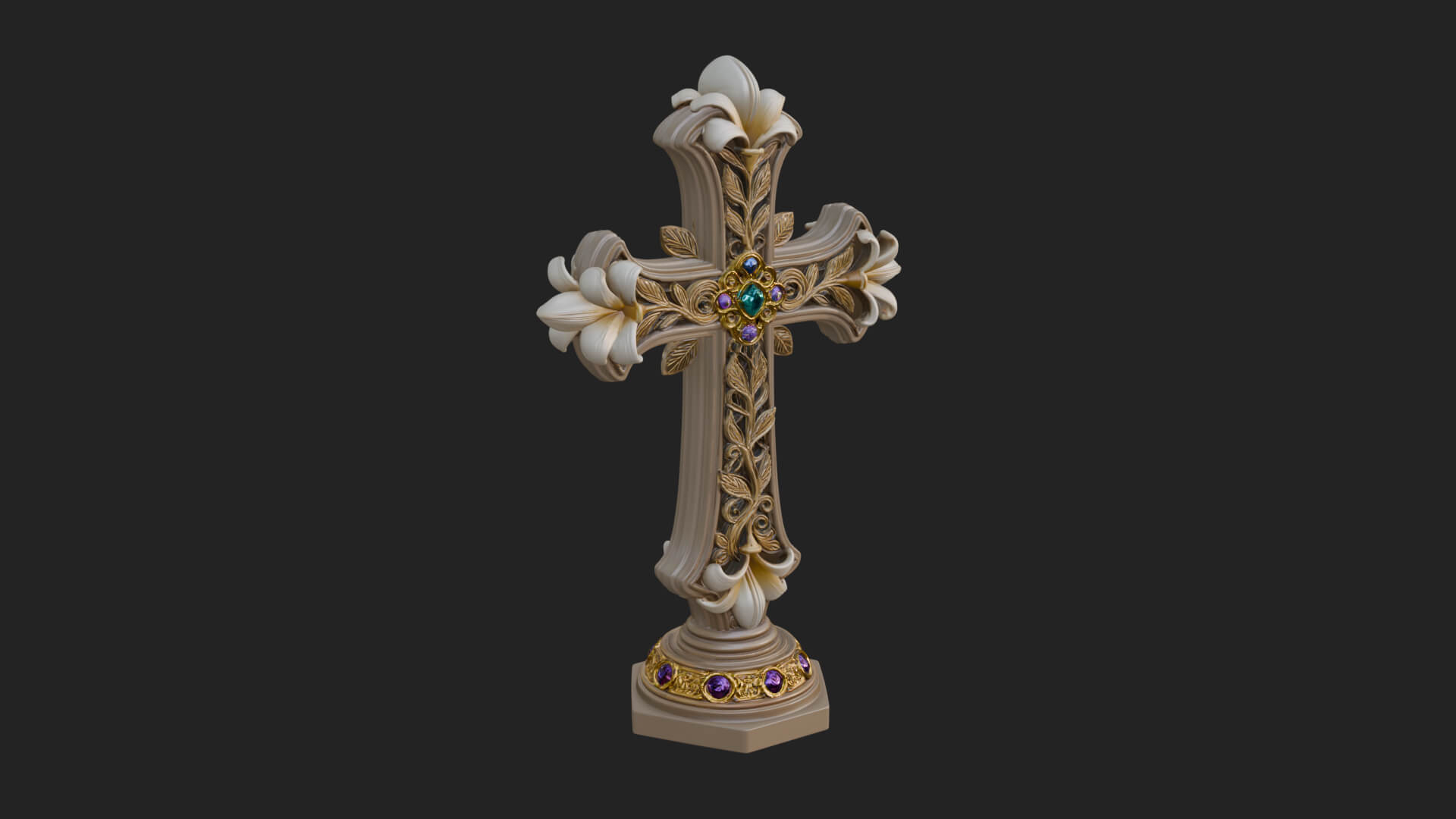 Standing Gem Cross Model Design 16 3D Print Model 3D Model