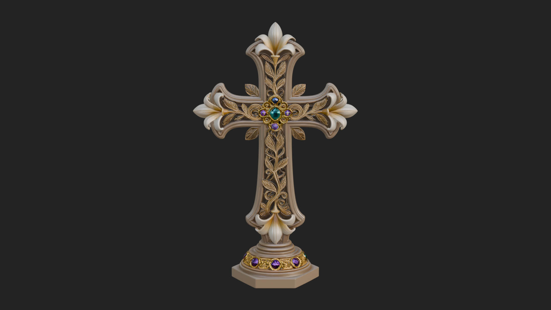 Standing Gem Cross Model Design 16 3D Print Model 3D Model