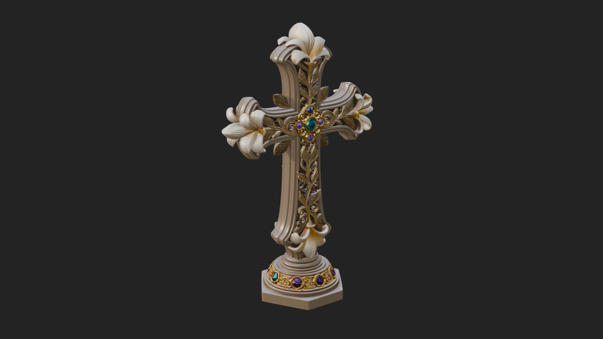 Standing Gem Cross Model Design 16 3D Print Model 3D Model
