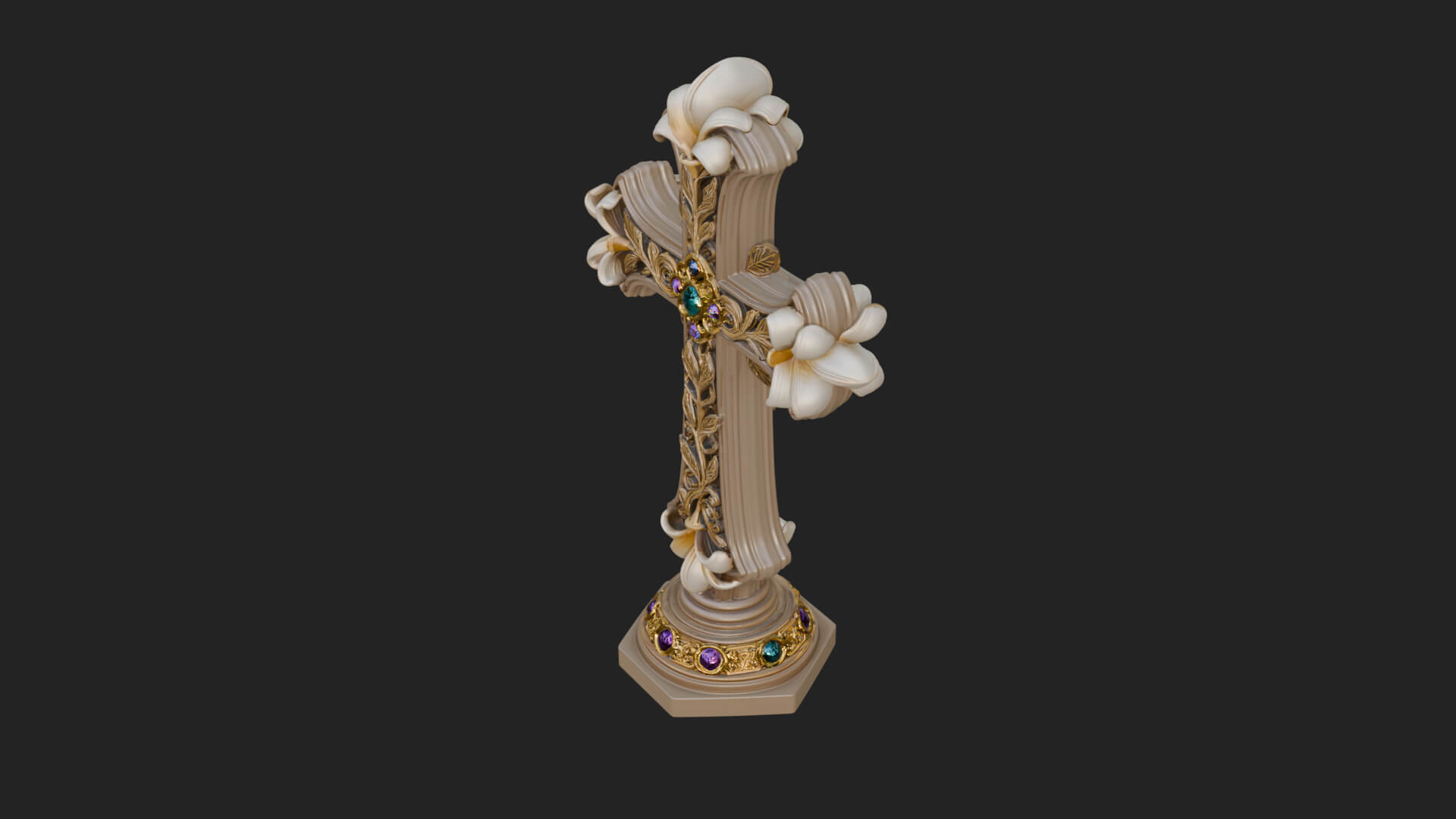 Standing Gem Cross Model Design 16 3D Print Model 3D Model