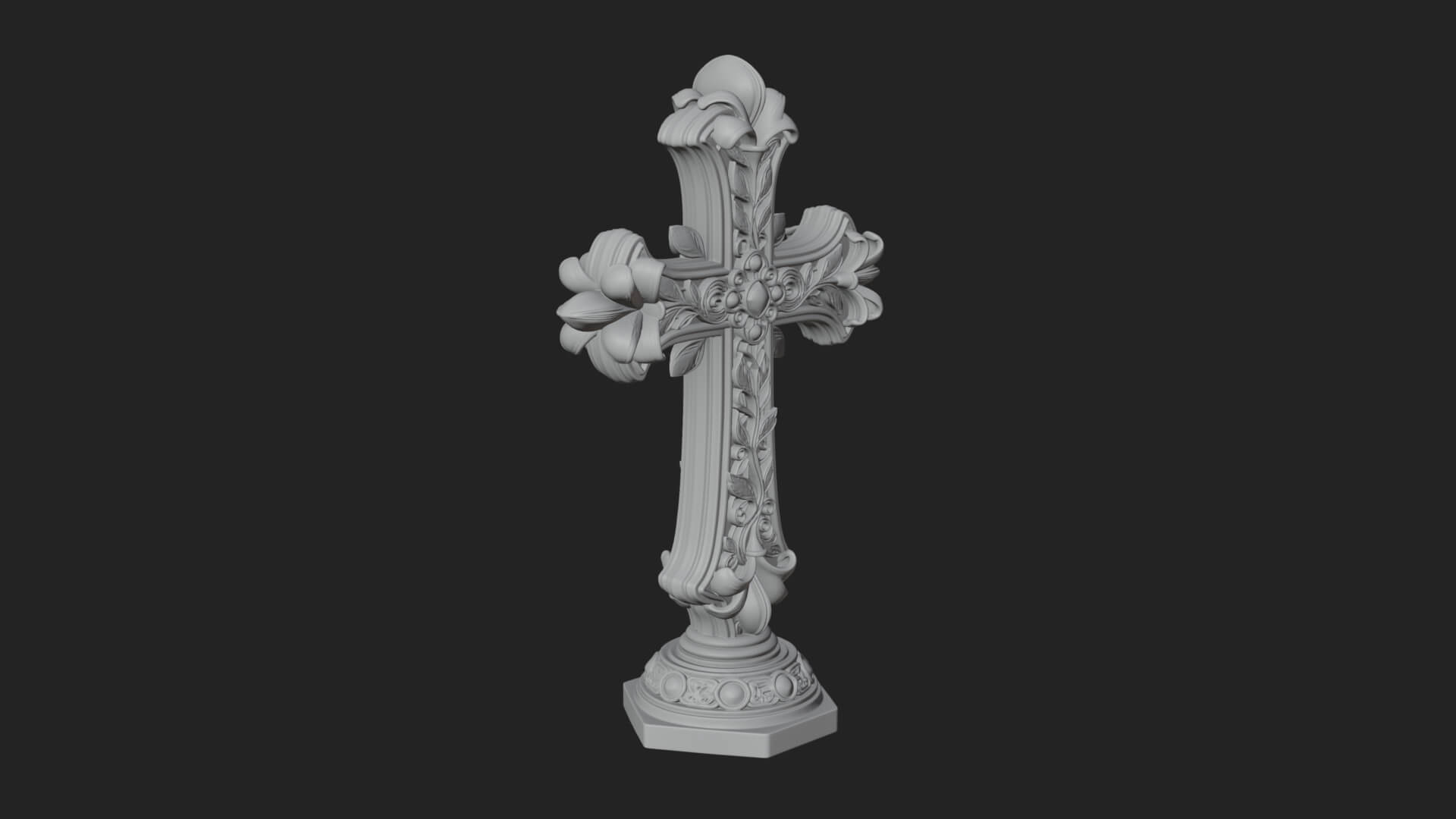 Standing Gem Cross Model Design 16 3D Print Model 3D Model