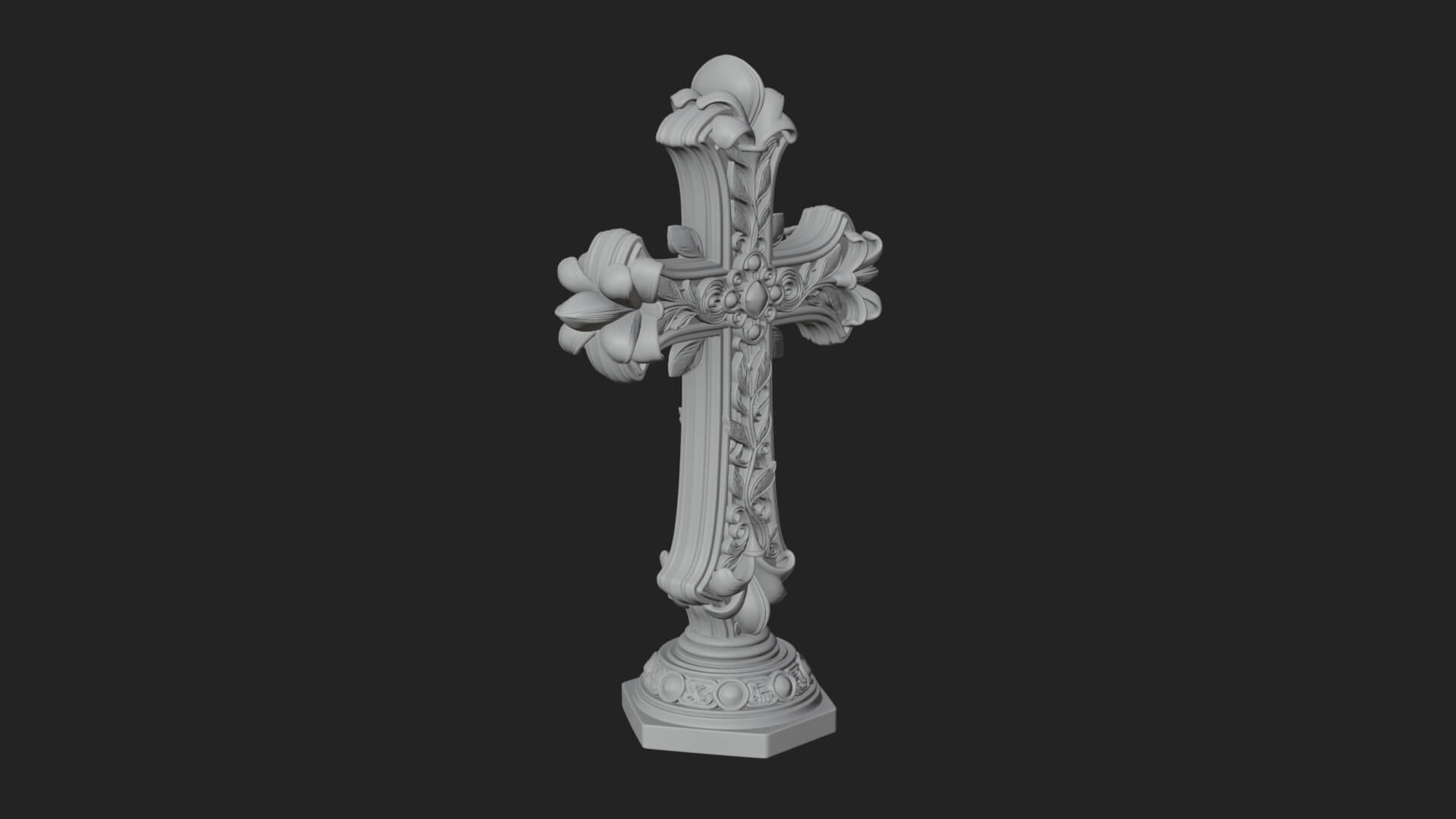 Standing Gem Cross Model Design 16 3D Print Model 3D Model