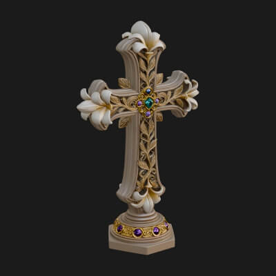 Standing Gem Cross Model Design 16 3D Print Model