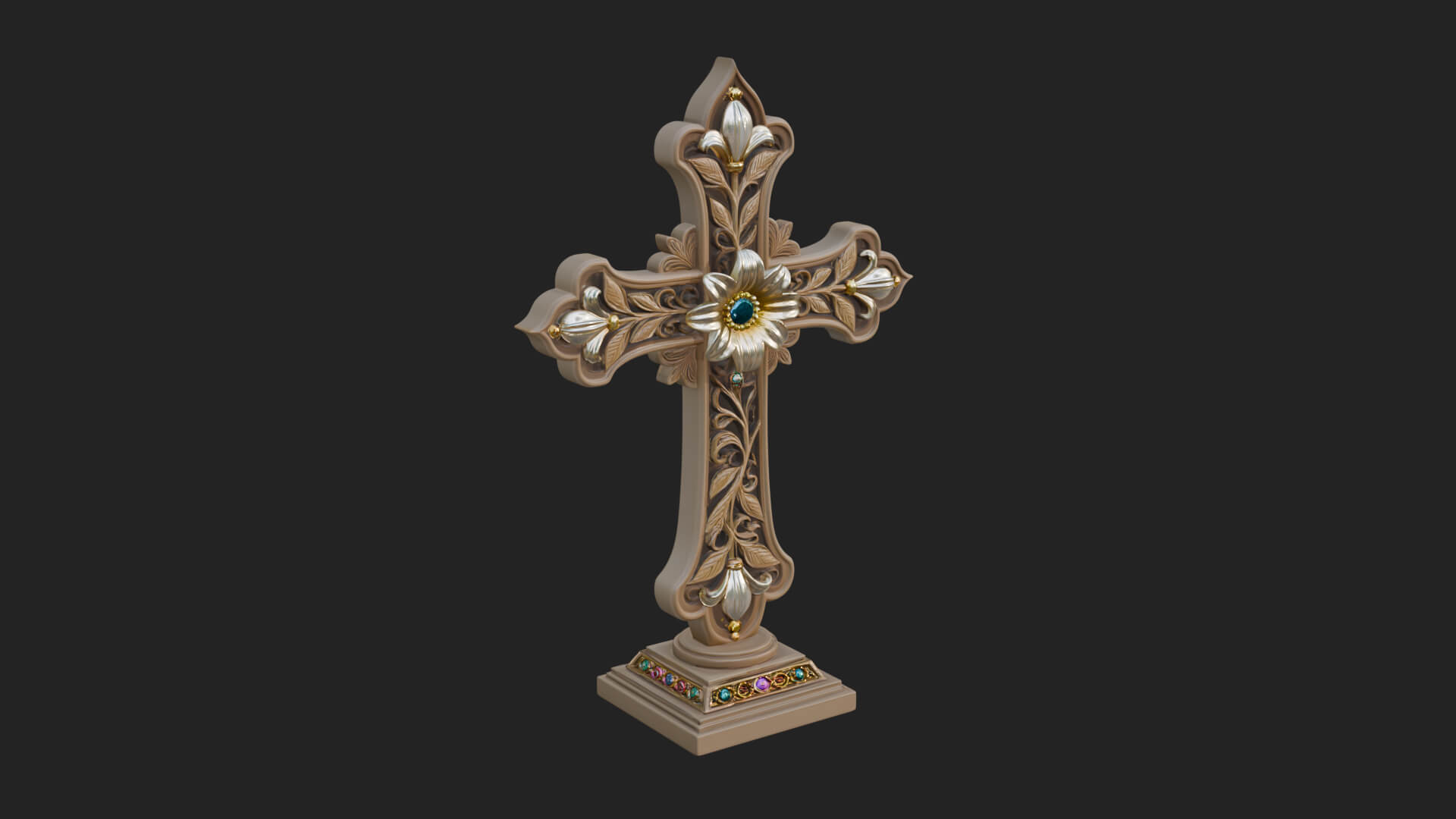 Standing Gem Cross Model Design 17 3D Print Model 3D Model