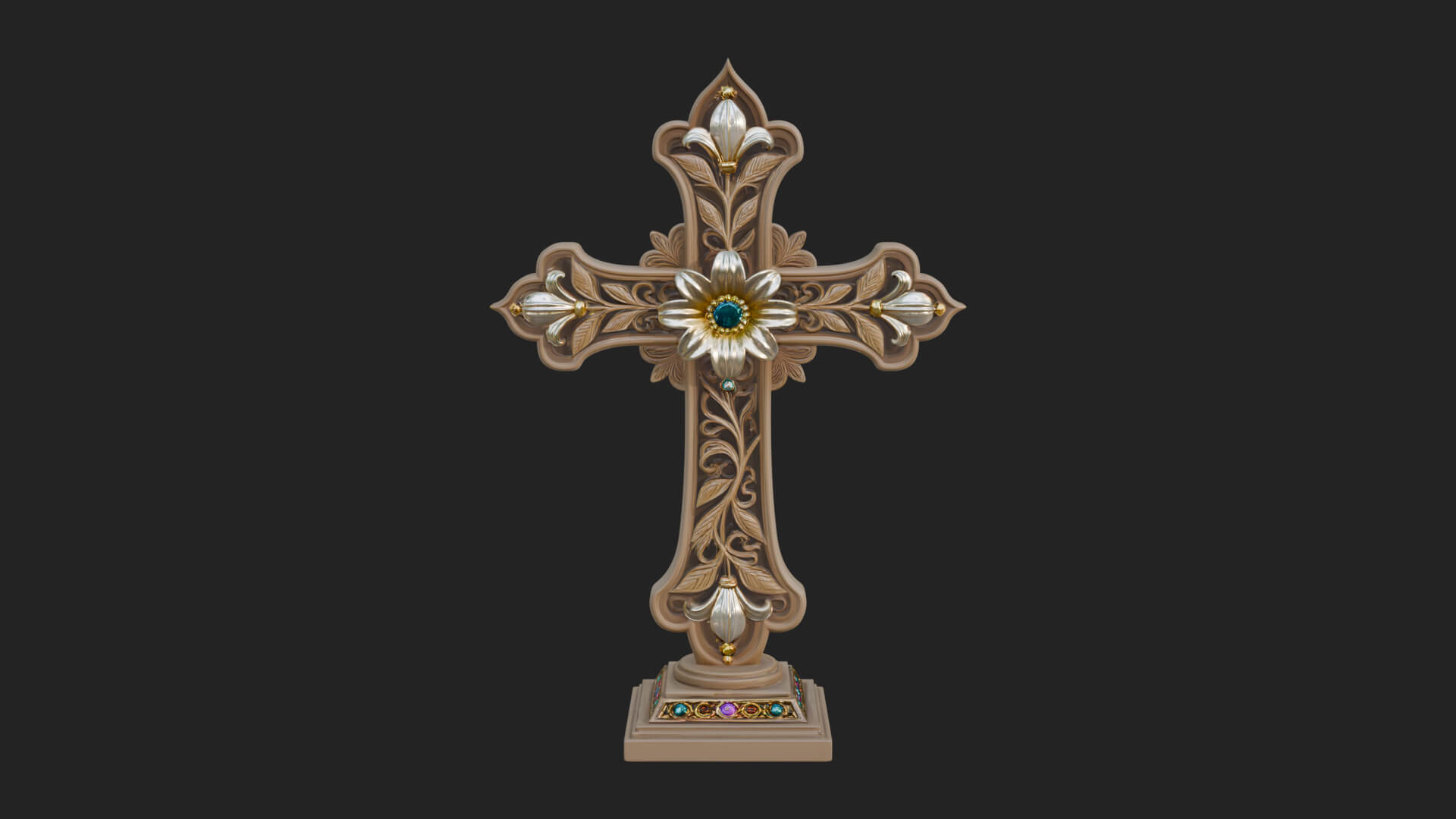 Standing Gem Cross Model Design 17 3D Print Model 3D Model