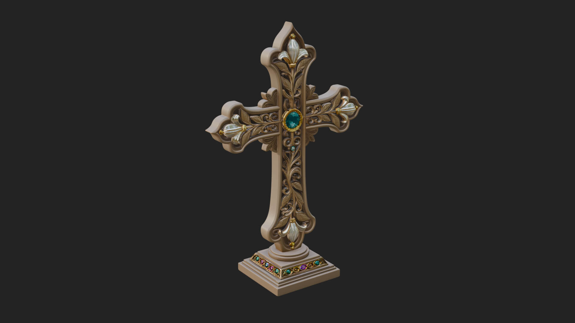 Standing Gem Cross Model Design 17 3D Print Model 3D Model
